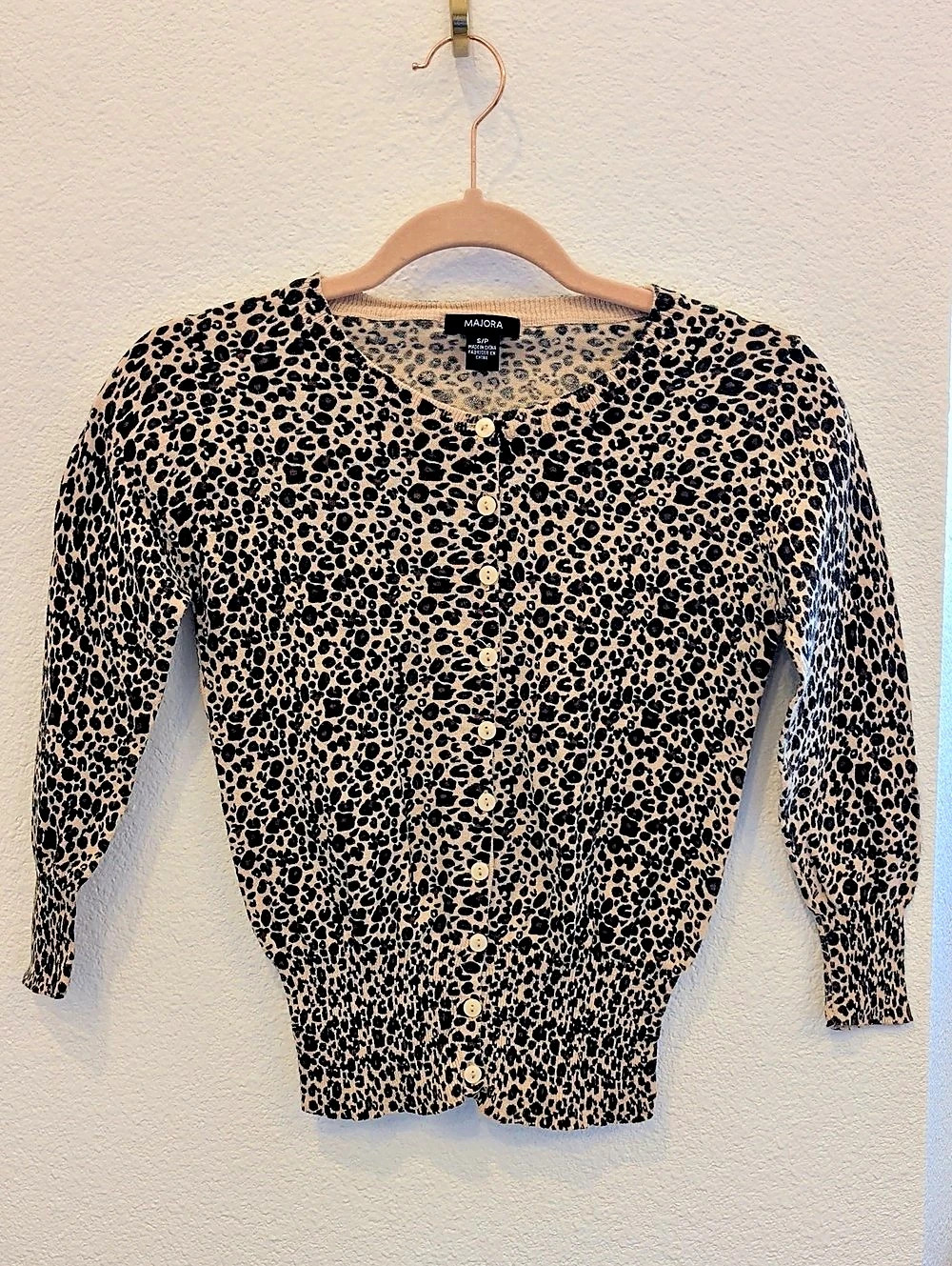 Majora Leopard Print Button Front Sweater Size Small